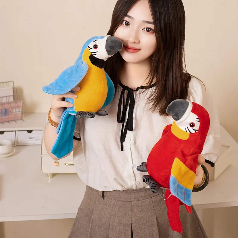 Talking Parrot Toy Interactive Stuffed Animal Plush Toy for Kids Record Parrot Repeat What You Say Funny Bird Toy Children Gift
