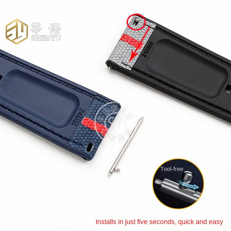 24mm 26mm Luna Rossa 1466/1543/1405  For Panerai series Nylon Watch Strap Waterproof Sweatproof Men Replacement Watch Band