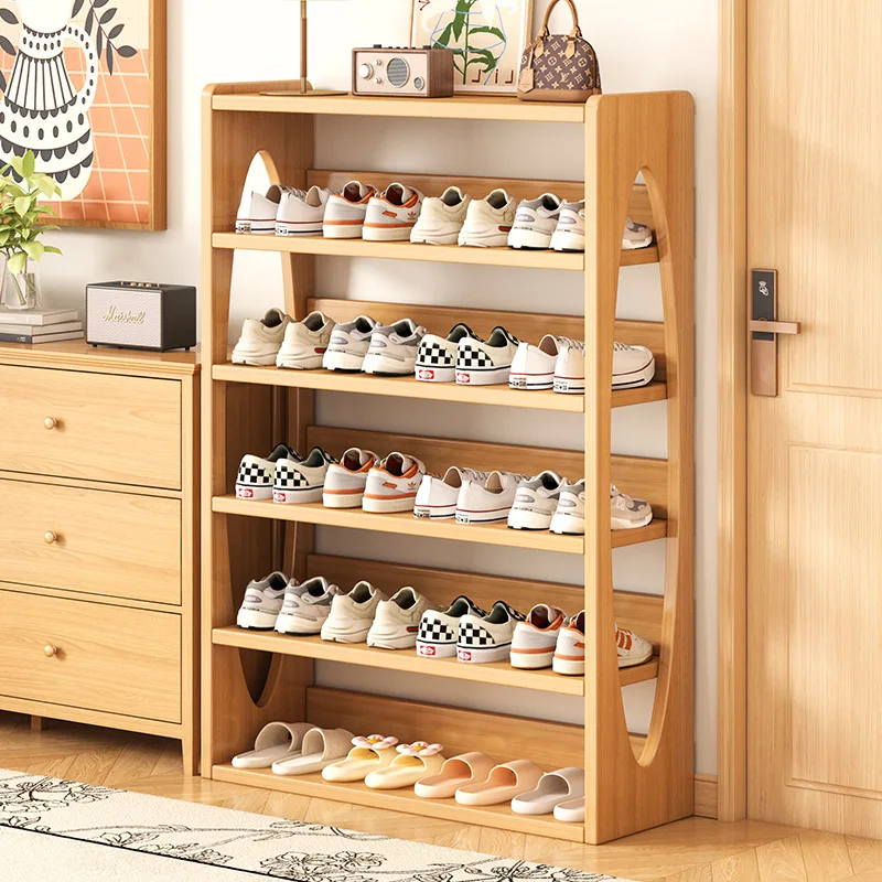 Solid wood core shoe rack multi-layer household door high-end entry door shoe cabinet looks good, strong and durable