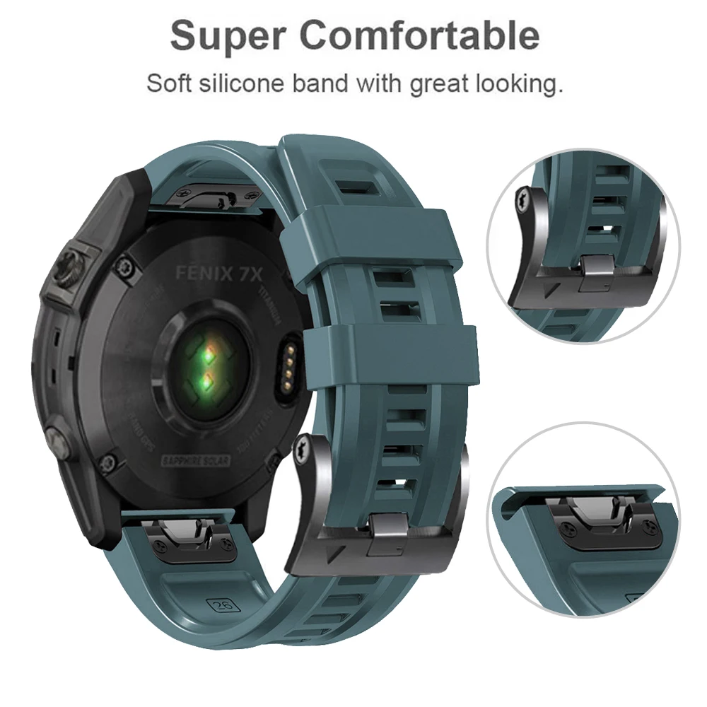 26 22ミリメートル公式ネジバックル時計バンドストラップガーミンフェニックス6 7 5プラスシリコーンeasyfitためフェニックス6X 7X 5X 3腕時計