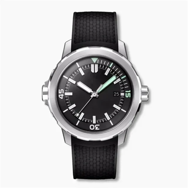 Top Qualität Männer Automatische Uhren Mechanische Uhren Edelstahl Armband Schwarz Blau Gummi Sport Armbanduhr Saphirglas