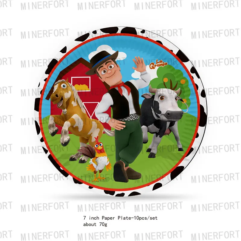 La Granja Zenon Party Decoration Supplies Cow Balloons Happy Birthday Banner Dream Rangeland Farm Animal Pet Decor Tableware Toy