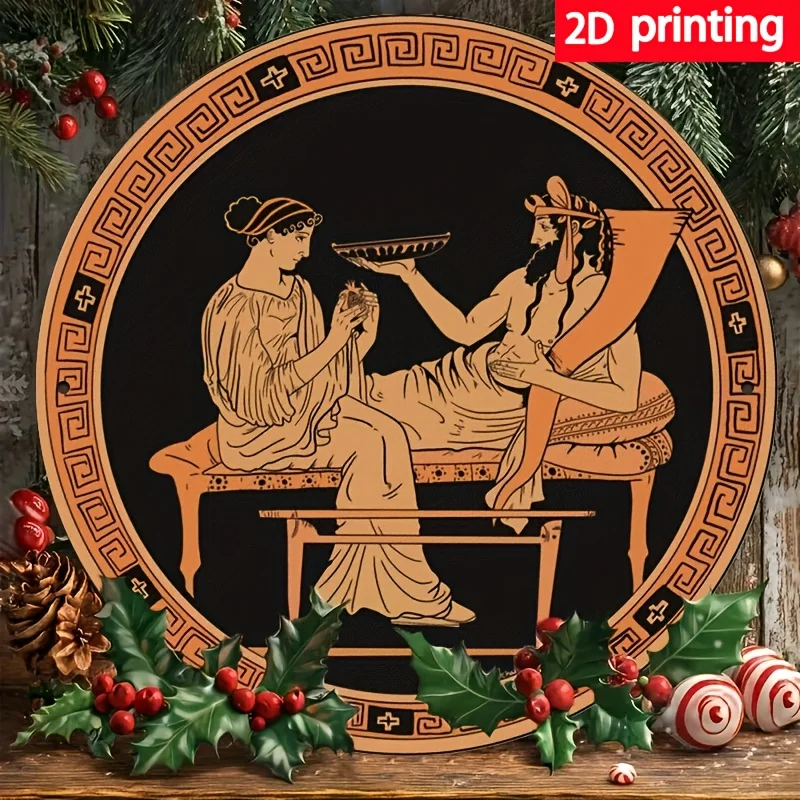 2D Flat, 2D Flat 1pc Greek Mythology Foil Engraved Iron Sign - Persephone and Hades Wall Art - 8x8 Inch Decorative Metal Plaque