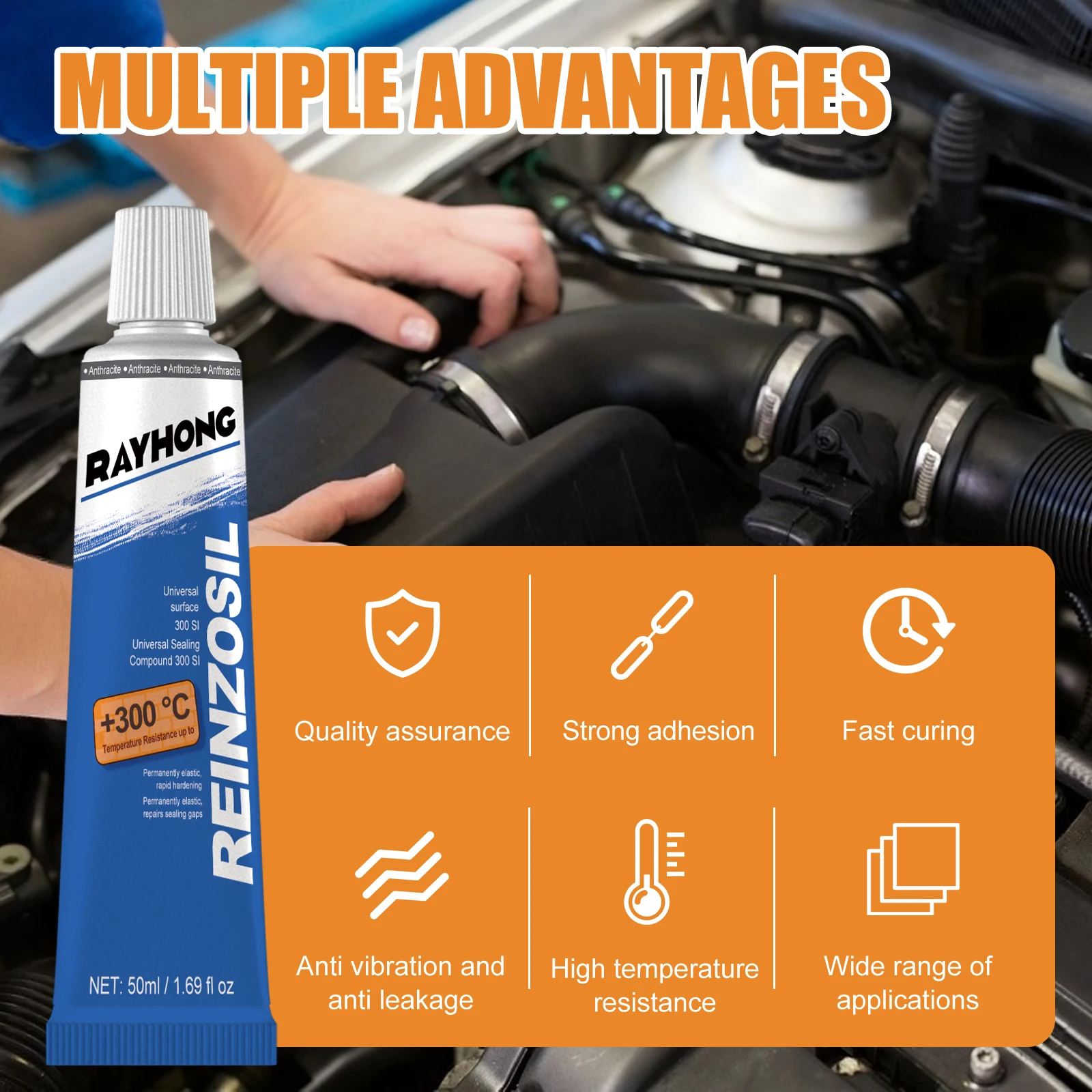 High Temperature Engine Sealant Automotive Engine Sealant Adhesive High Temperature Black RTV for Car Motorcycle Engine Seal image 4