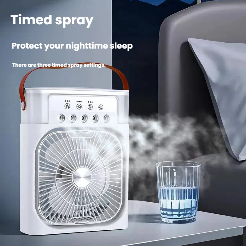 Large Five-Hole Humidifying Misting Fan USB Rechargeable Desktop Portable Fan with Colorful Lighting image 3