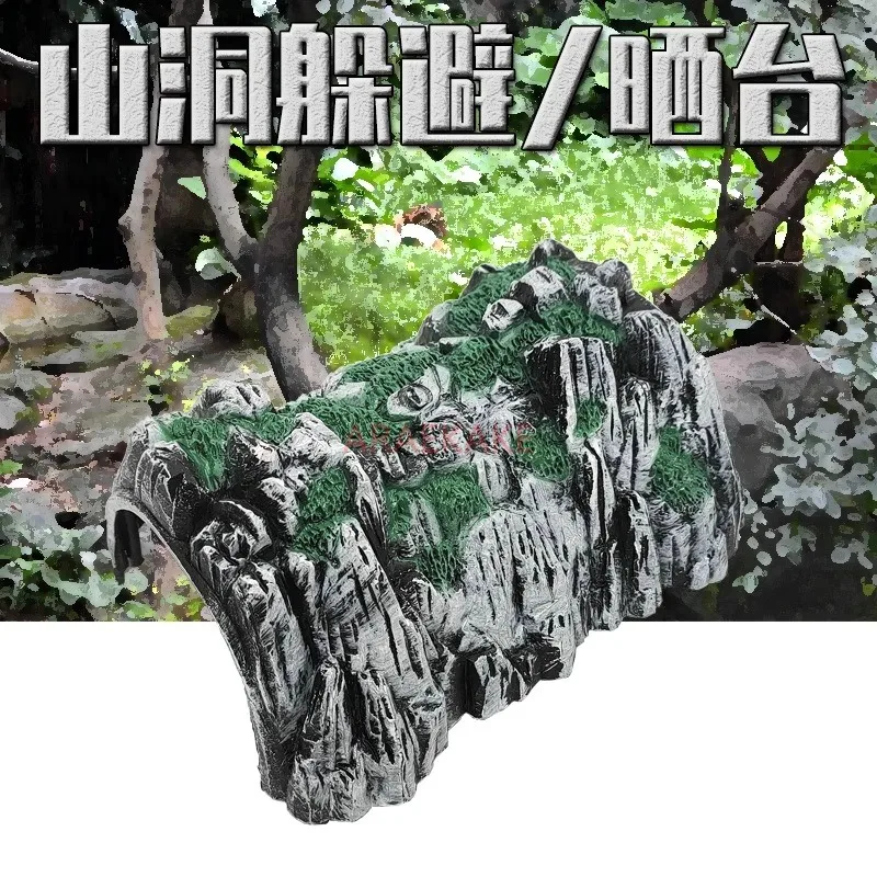 Crawler box, plastic shelter, imitation of real and fake cave climbing, pet turtle, sun drying platform, landscape design, sun d