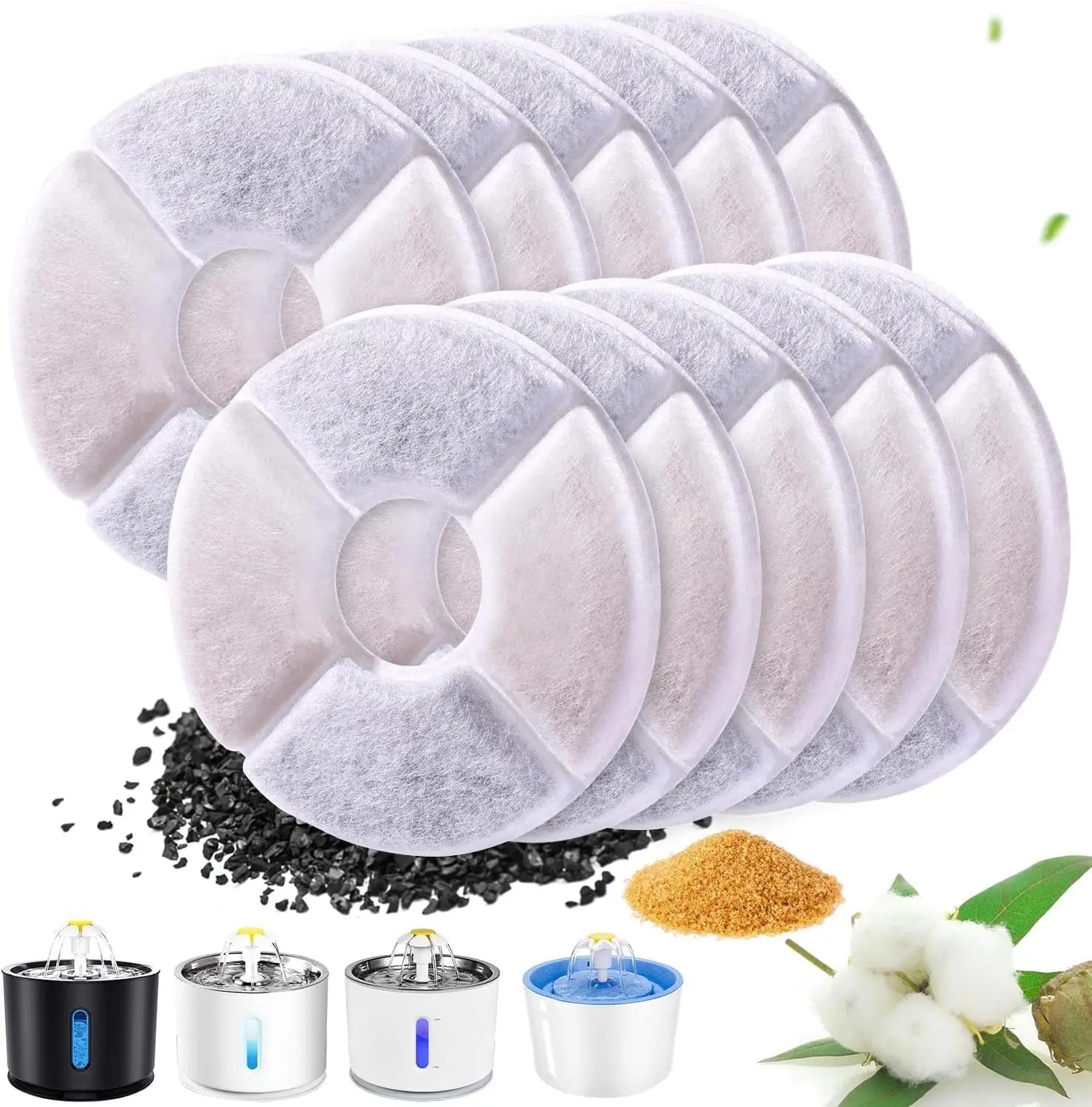 Filtros para Bebedero de Agua para Gatos, Compatibles con Dispensador de Agua Parner de 2.4L, Cartuchos de Repuesto de Triple Acción para Perros y Gatos, 4/8/12 Piezas