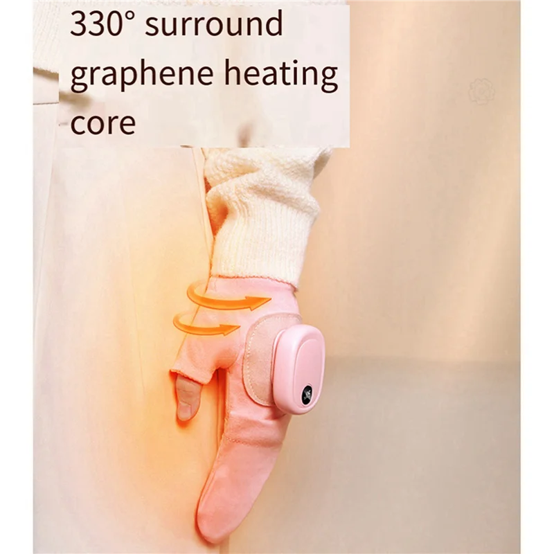 4X Heated Gloves, USB Rechargeable Hand Warmers Gloves, Winter Full-Finger Glove For Women Warm (Pink)