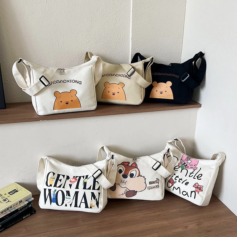 

Cartoon Letters Printing Pattern Shoulder Bags Large Capacity Canvas Messenger Bag Handbags