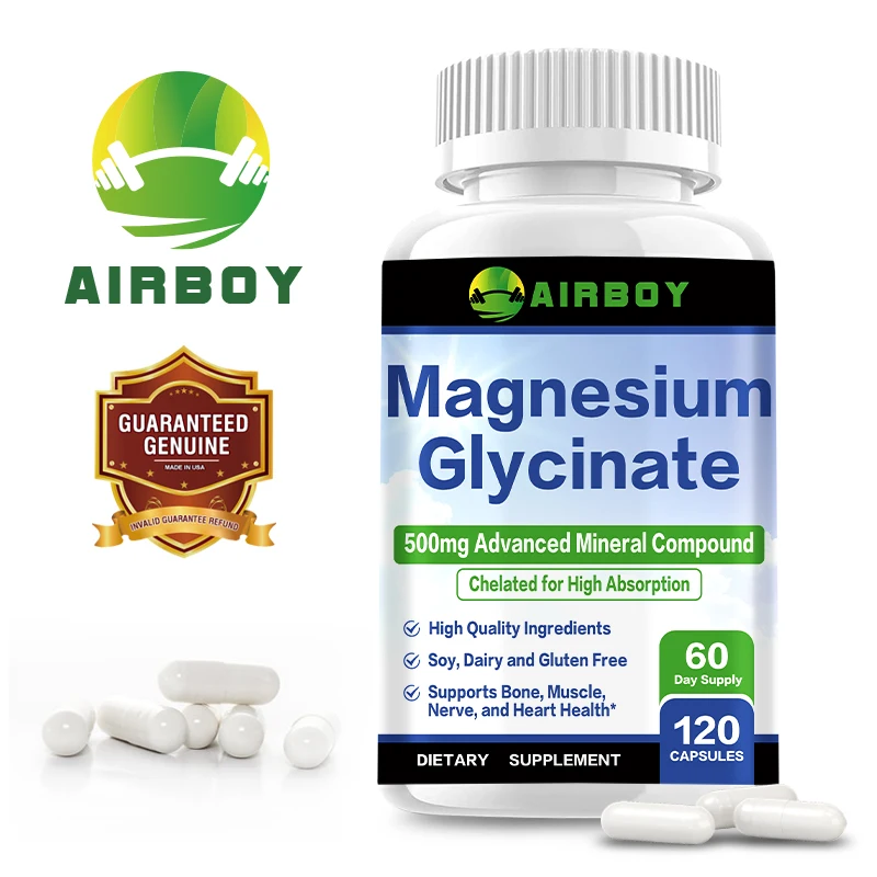 

Magnesium Glycinate 500mg - Nerve, Muscle, Bone & Heart Health, Improved Sleep, Stress & Anxiety