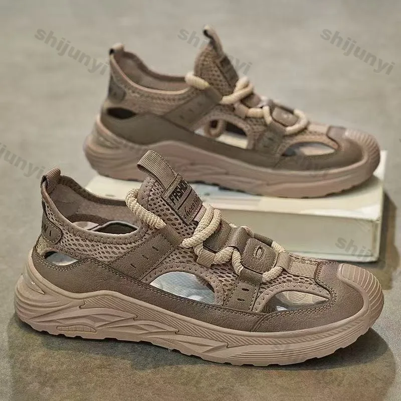 

Men's Sandals 2025 Summer Outdoor Breathable Comfortable Beach Shoes Lightweight Comfortable Cross Tied Sports Casual Shoes