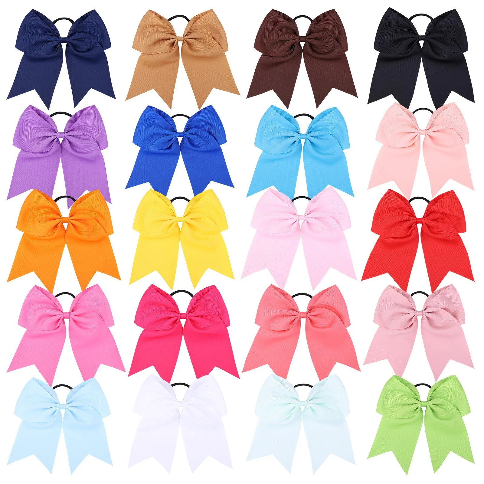 

20pcs/lot 8 Inch Solid Grosgrain Ribbon Bow Kids Hair Elastics Band Kids Hair Rubber Bands Headwear Hair Accessories