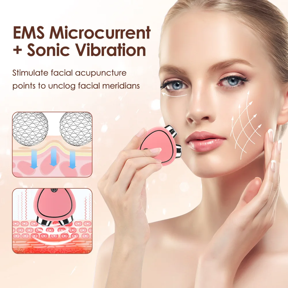 Microcurrent Face Lifting Machine, EMS Facial Massager, Beleza Rolo, Carregamento, Anti Rugas, Pele Apertando, Rejuvenescimento