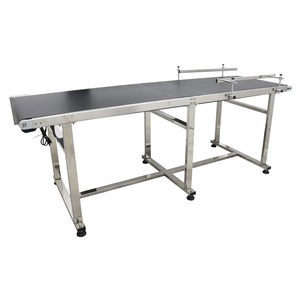Black PVC Belt Conveyor for Factory Production Line Flat Belt Conveyor System for Food Packaging Automated Belt Conveyor