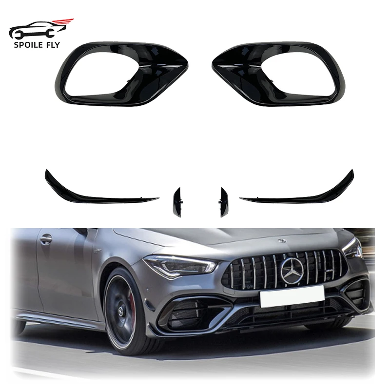 

2020 To Up For Mercedes Benz CLA W118 C118 Cla45 AMG Front Lip Bumper Side Hood Fog Lamp Light Cover Spoiler Air Vent Frame Trim