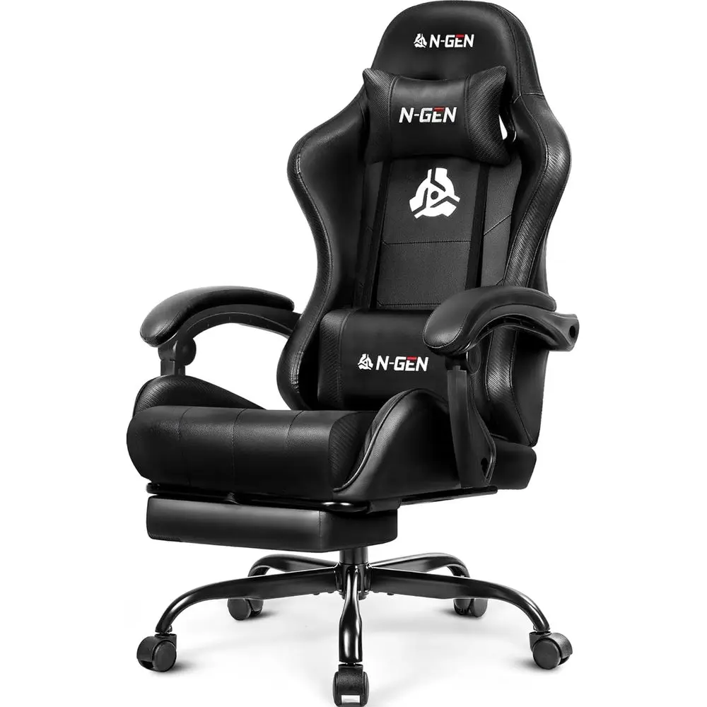 Ergonomic High-Back Gaming Chair with Lumbar Support, Adjustable Height, PU Leather Recliner for Comfortable Office and Gaming (