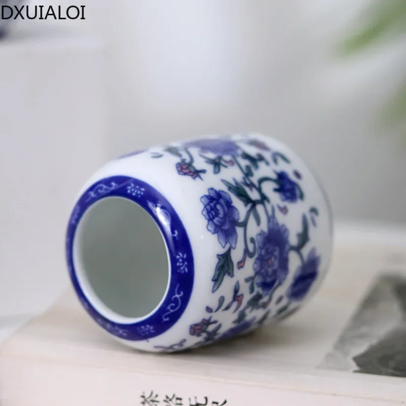 DXUIALOI Chinese antique mini applique small vase ceramic crafts living room desktop hydroponic vase home decoration