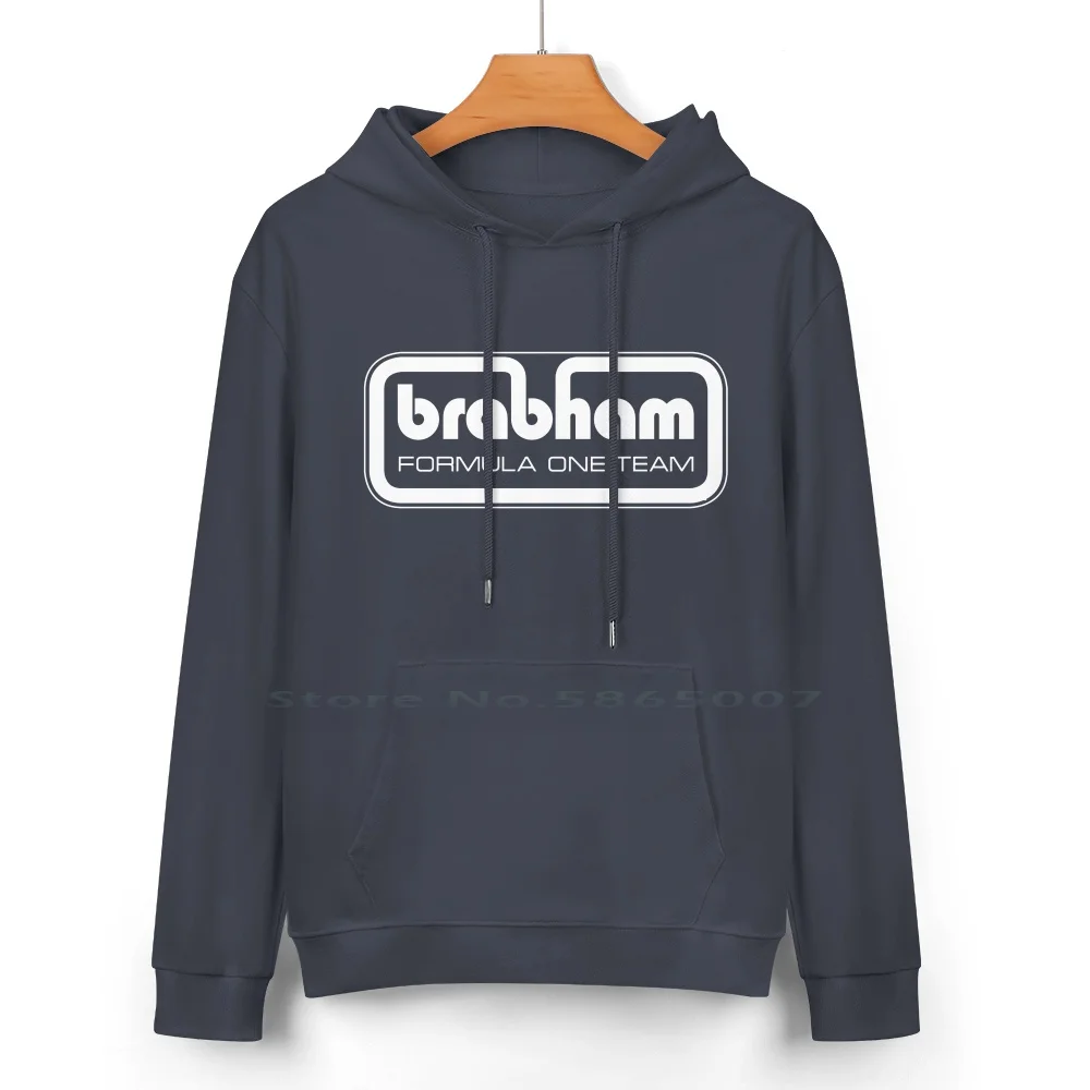 Brabham Team Logo 1973 / 4-White Print Pure Cotton Hoodie Sweater 24 Colors Brabham Racing Cars Brabham Grand Prix Brabham