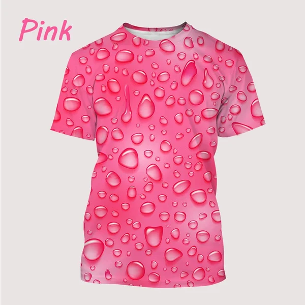 New Men and Women Casual  Personality Water Drop 3D Printing T-shirtHarajuku Outdoor Round Neck Top