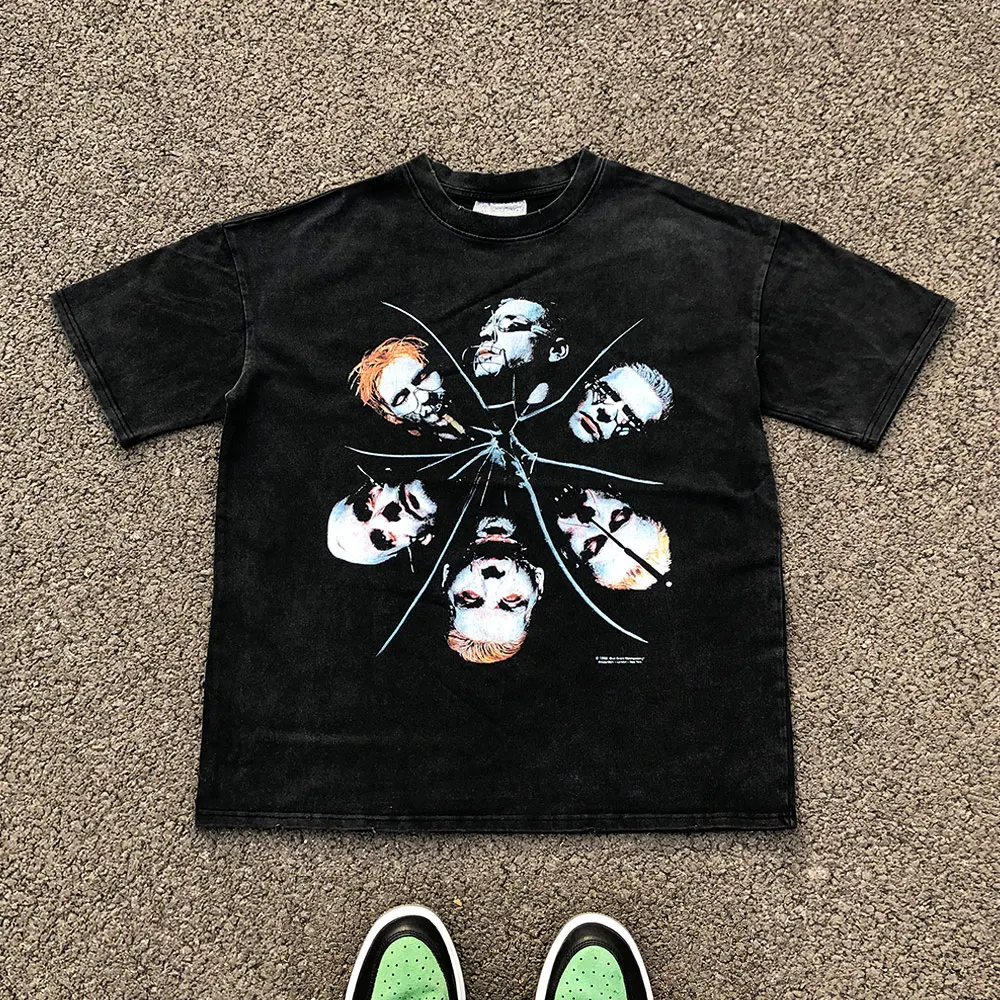 Wang Youbing Studio Original High Quality Short Sleeve T-Shirt Battle Tank Band Printed Casual Wear for Men