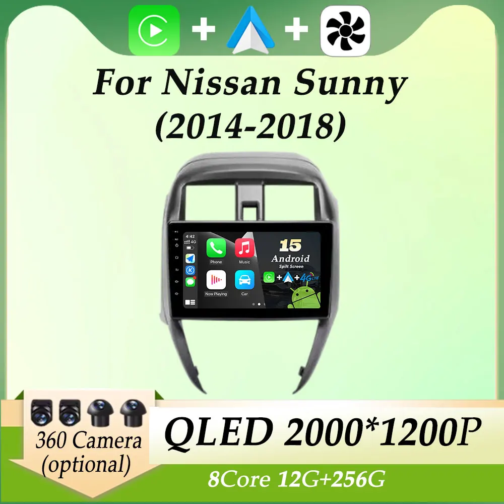

For Nissan Sunny 2014 - 2018 Car Radio Video Audio Multimedia Player Carplay Autoradio GPS Navigation Split Screen QLED Screen