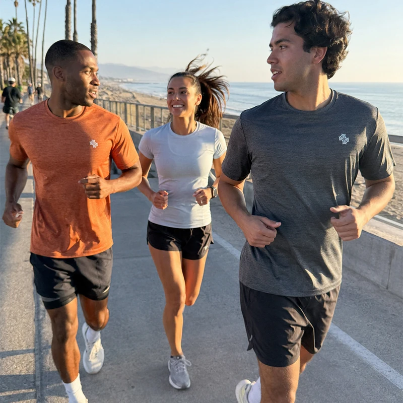High Quality Men Breathable Fast Drying Running Sports Fitness Breathable Comfortable Short Sleeve T-Shirt Casual Light Gym Tops