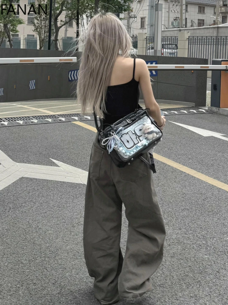 2025 New Harajuku Ita Bag for Women PU Transparent Pocket Itabag High School Girls Uniform JK Crossbody Shoulder Bag Handbags