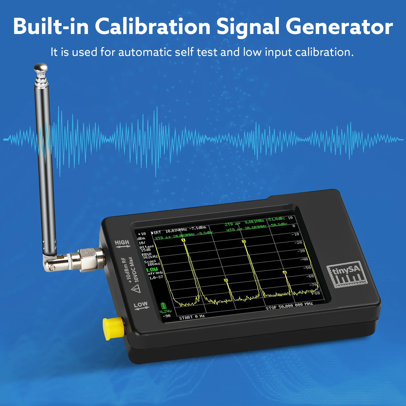 Imagem -05 - Analisador Portátil com Esd Protegido 28 Display 100khz a 960mhz