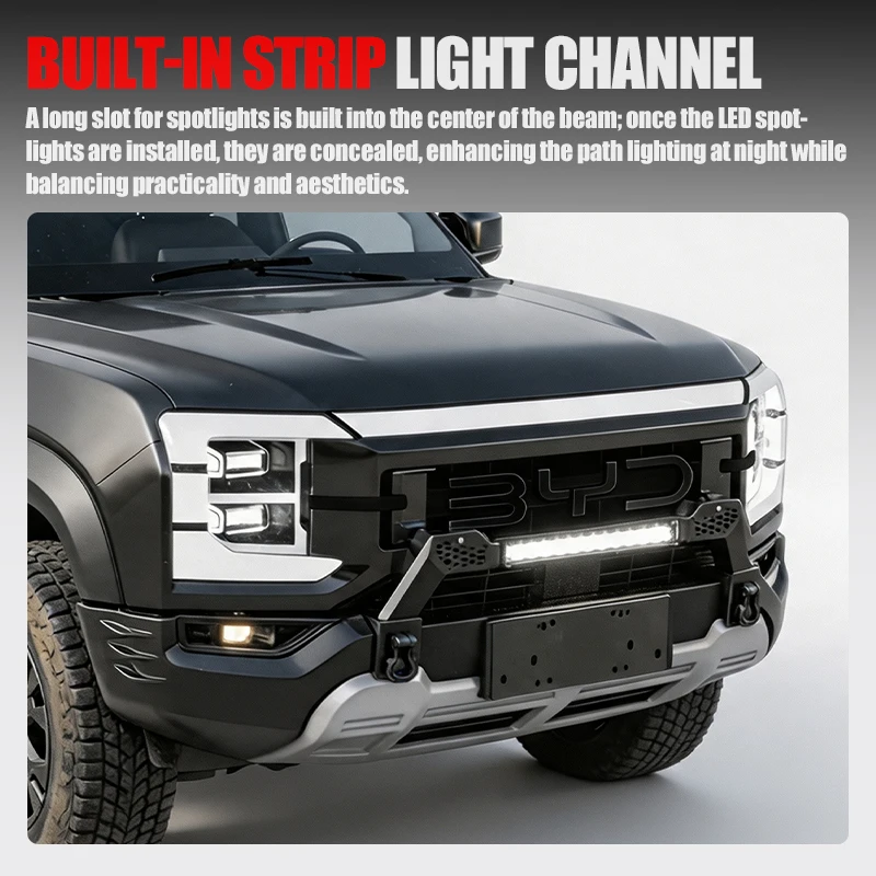 Front Bumper Bracket Light Bars For BYD Shark 6 2024-ON Bumper LED Spotlight Mount With License Base Exterior Upgrade Body Kits