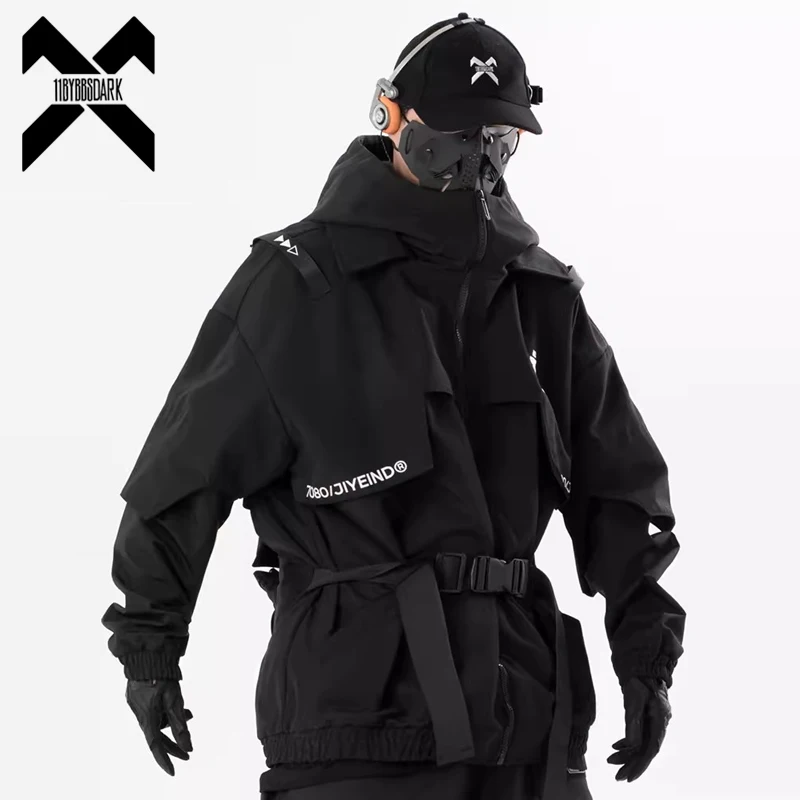 

11 BYBB'S DARK Men Functional Cargo Jacket Techwear 2023 Autumn Function Tactical Windbreaker Coats Loose Jackets Streetwear