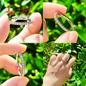 Sólido 2mm moissanite completa eternidade anel banda 925 prata esterlina branco redondo moissanite diamante jóias presente namoro festa feminina 12 principais vendas branco diamante - №5