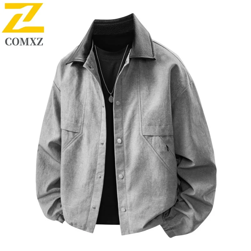 COMXZ Mens Business Jacket Turndown Collar Casual Working Versatile Coat Commuting Office Windproof Men Autumn Cleanfit Wear Top