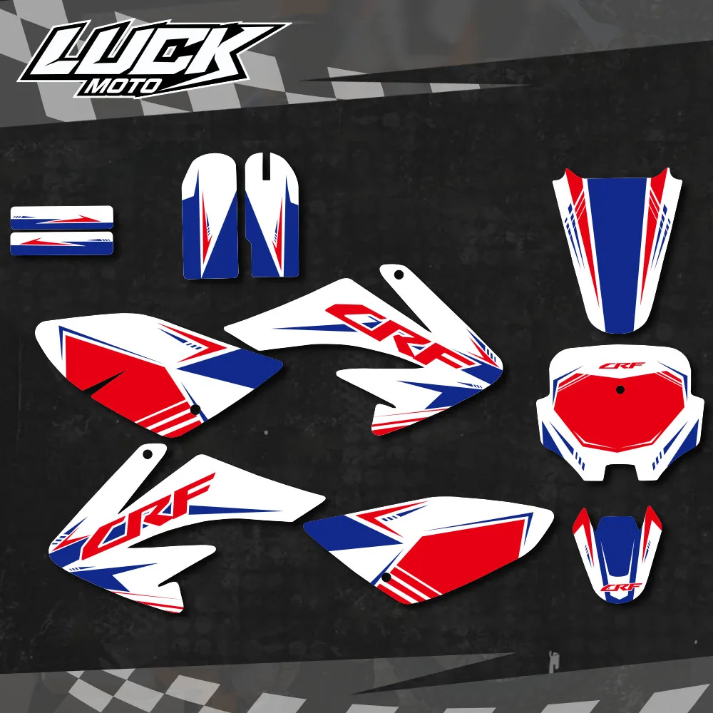 

LUCKMOTO For Honda CRF70 CRF 70 2004 -2007 2008 2009 2010 Full Graphics Background Decals Stickers Motorcycle Protector Stickers