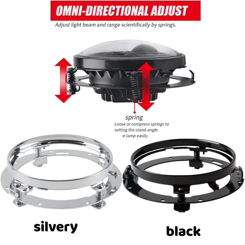 Support de montage d'anneau de phare LED 7 ", support d'adaptateur rond pour moteur Harley Street Glide Road King Electra Glide Motorcycl