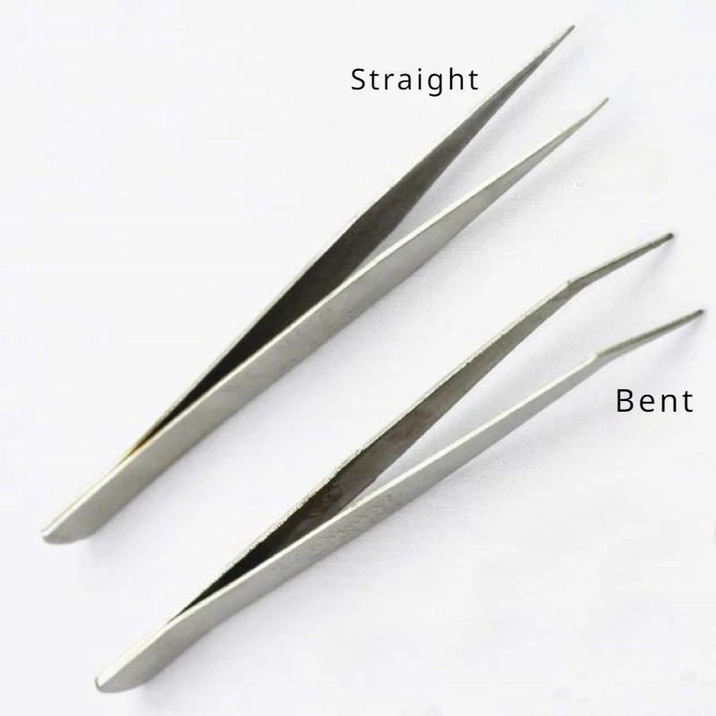 5 Pcs Industrial Tweezers Anti-static Curved Straight Tip Stainless Tweezer For Electronics Repair Sewing Machine Thread Take-up