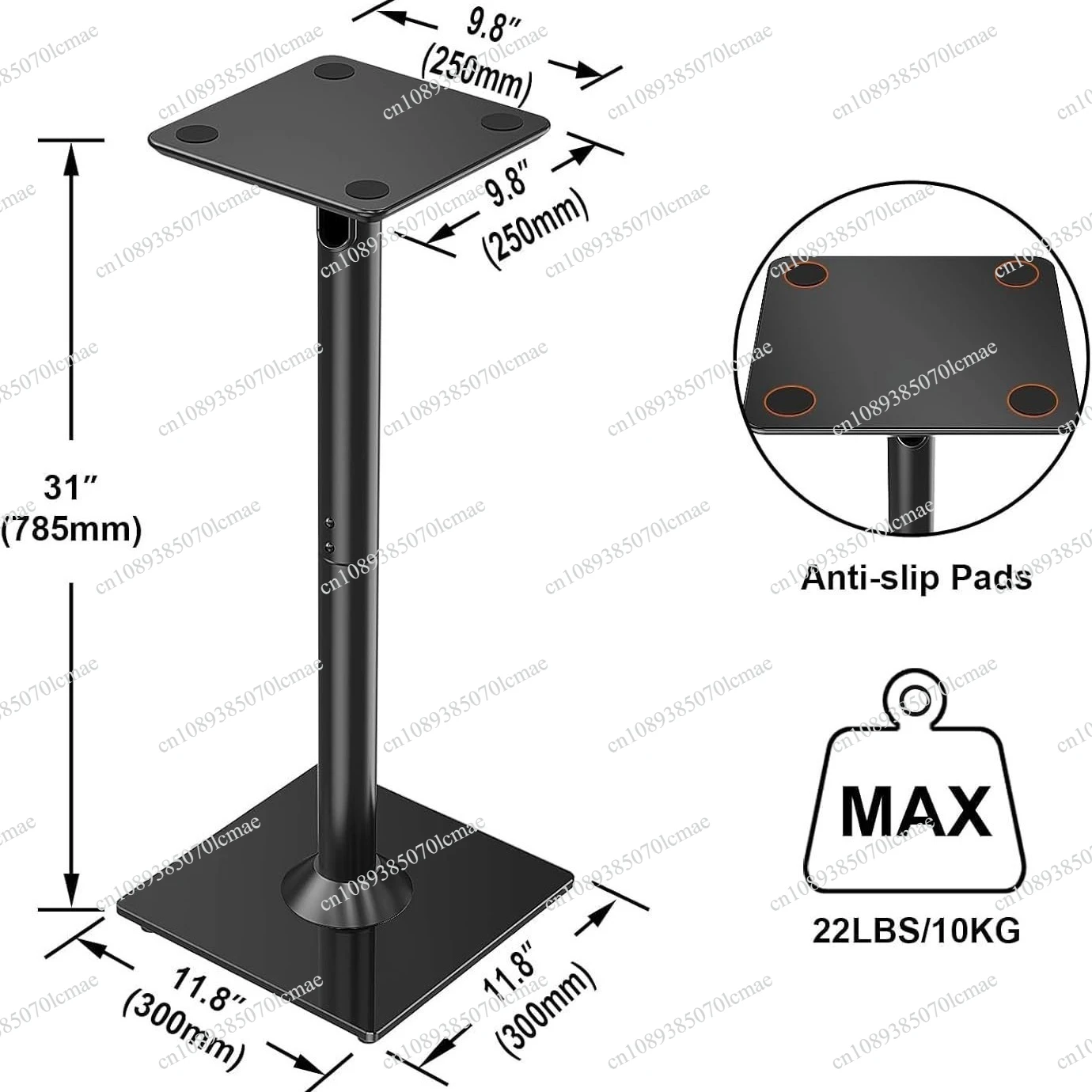 A pair Professional Speaker Display Stand 60/80/100cm Floor Model with Heavy Base for 4