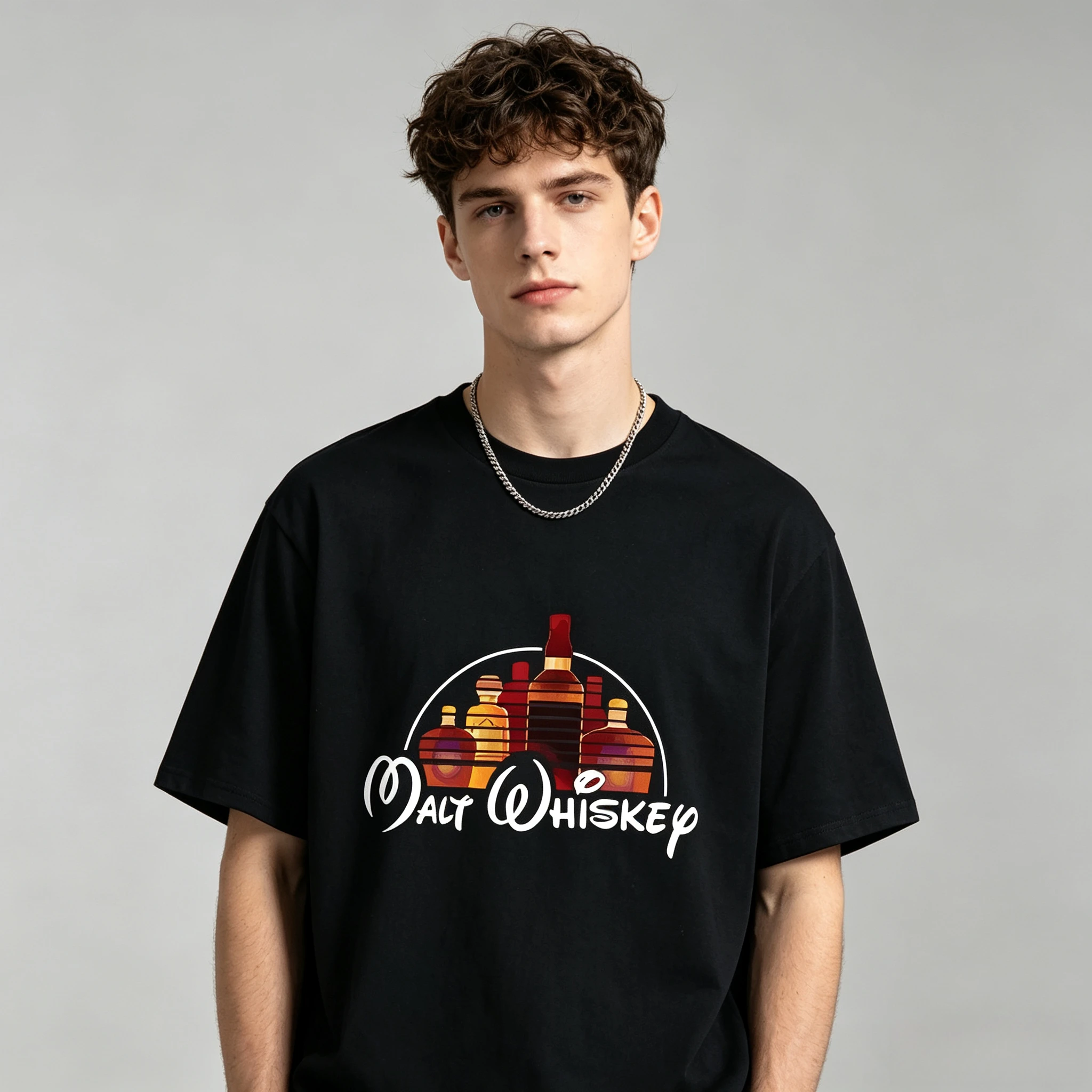 2026 Summer Men T-shirt Cotton Blend Funny Malt Whiskey Print Loose O-neck Cool T Shirt for Men Short Sleeve T-shirt Male Tee