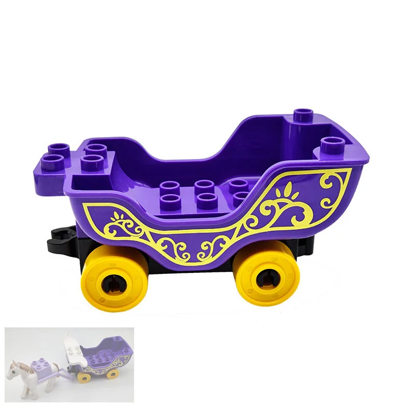 New Large Building Blocks Children Toys Cartoon Princess Carriage Car Airplane Vehicle Model Big Size Bricks Gift For Children