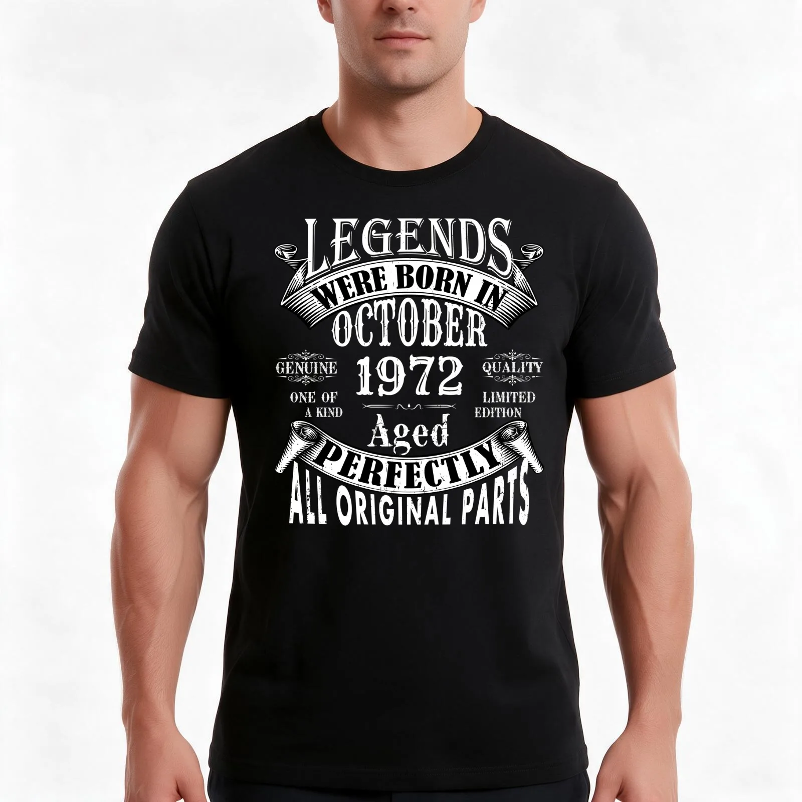 Legends Were Born In October 1972 Limited Edition Birthday Vintage Quality Aged Perfection T-Shirt, Summer Casual Cotton Tee