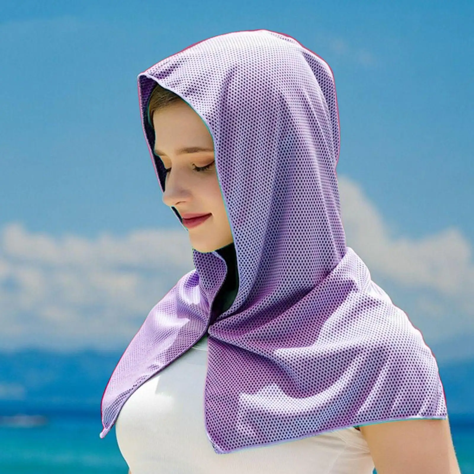 Cooling Hoodie Towel Hot Weather Sweat Hoodie Towel Wraps Sport Workout Accessories Head Sun Protection for Commuting Watching