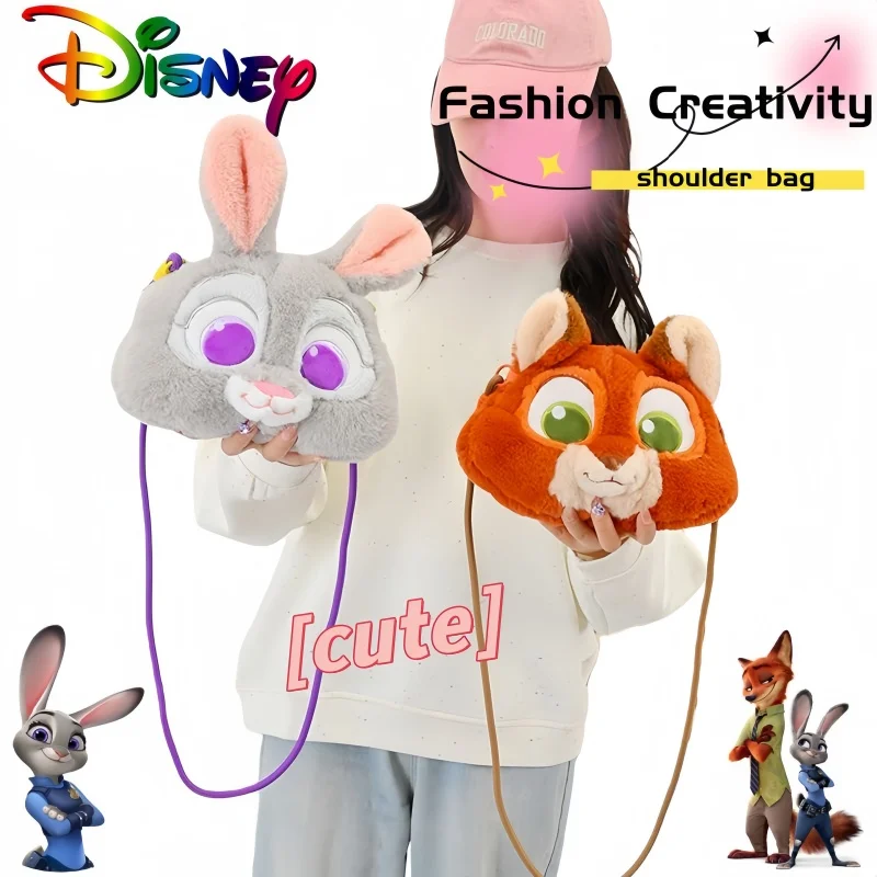 

Zootopia Judy Single Shoulder Crossbody Bag Cute Cartoon Personalized Fashion Plush Head Bag Birthday Gift for Boys and Girls