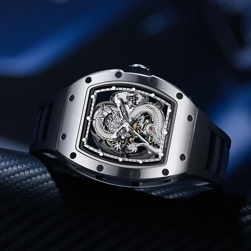 CHANCE 190G-15Hot Venda Dragão Chinês Esportes Relógio Mecânico Oco Relógio Mecânico Automático Relógio Masculino À Prova D 'Água