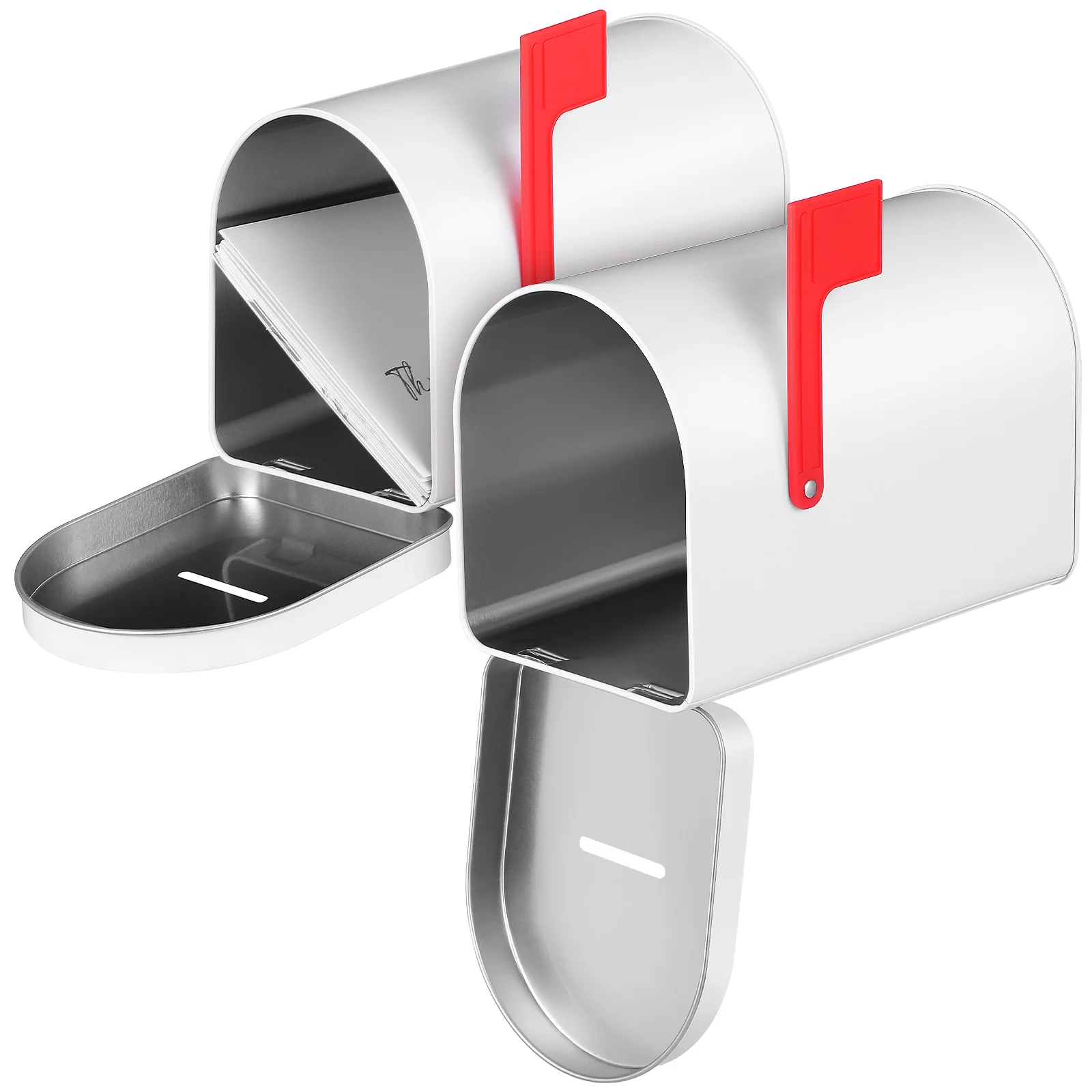 

2Pcs Metal Tin Savings Box Christmas Design - Mailbox Shaped Container for Cookie Storage Decorative Use