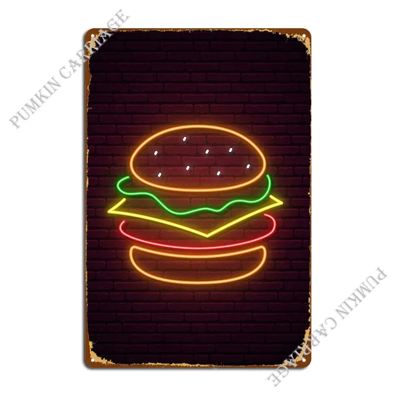 

Неоновый фотографический постер с изображением гамбургера в гаражной пещере гостиной жестяной плакат