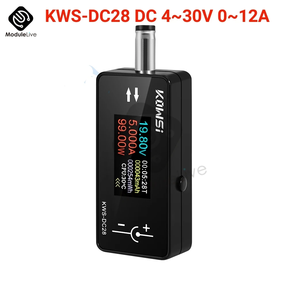 KWS-DC28 0.96 inch TFT HD Digital Display DC Voltage Ammeter Power Meter Cell Phone Charging Tester Detector Electrician Tool