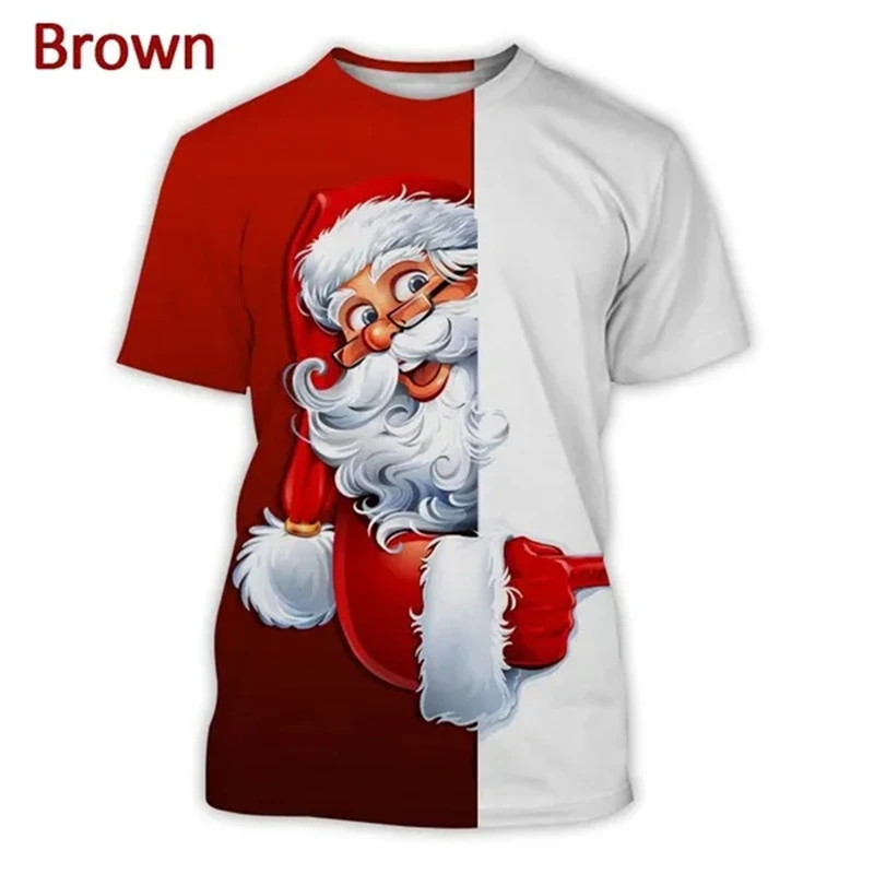 New Fashion Christmas Santa Claus 3d Printed T-shirt Men And Women Christmas Eve Casual Short-sleeved TShirt Summer Men\'s Tops