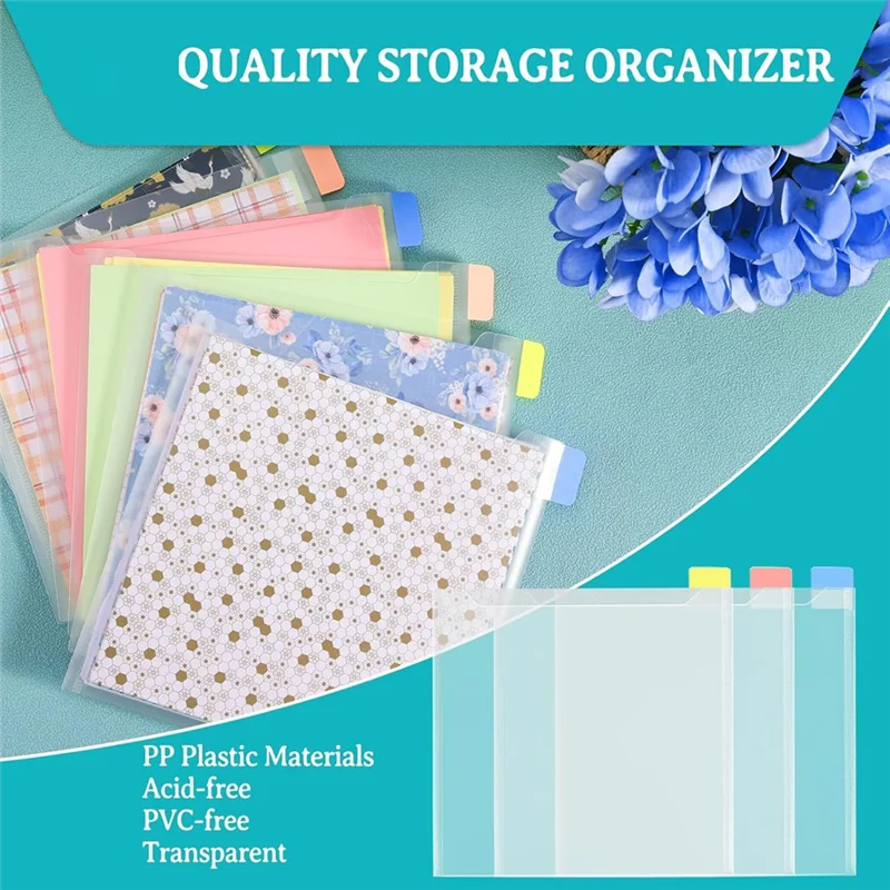 

TA-60Piece 6X6-Inch Paper Storage,Clear Plastic Sleeves With 120 Sticky Index Tabs For Organizing Scrapbook Paper,Cardstock