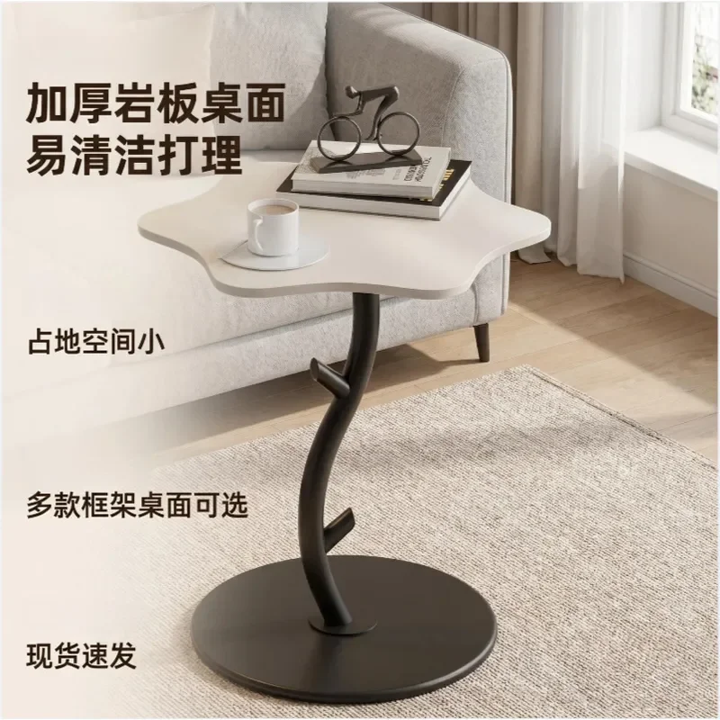 for Wabi Sabi Cloud Glass Coffee Table for Living Room Balcony Creative Iron Edge Side Table for Small Apartment Cream Style