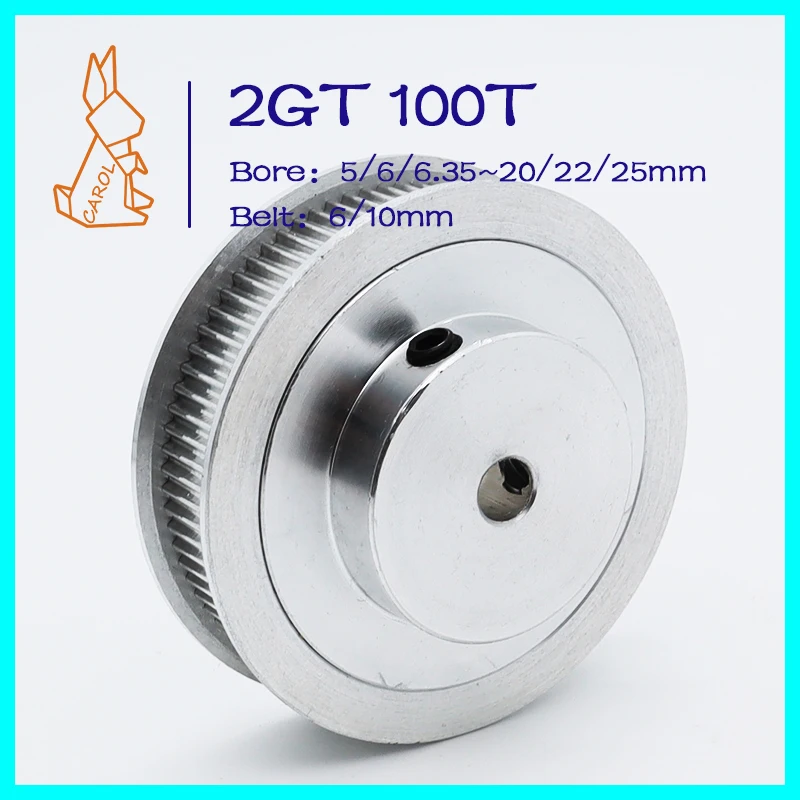 100Teeth GT2 Synchronous Wheels Bore 5/6/8~20/22/25mm 2M Tooth Belt Width 6/10mm 3D Printer Parts Pulley 100T 2GT Timing Pulley