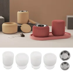 Striped Glossy Aroma Candle Cup Silicone Mold DIY Jewelry Storage Jar with Lid Desktop Ornaments Resin Mold Furniture Decoration